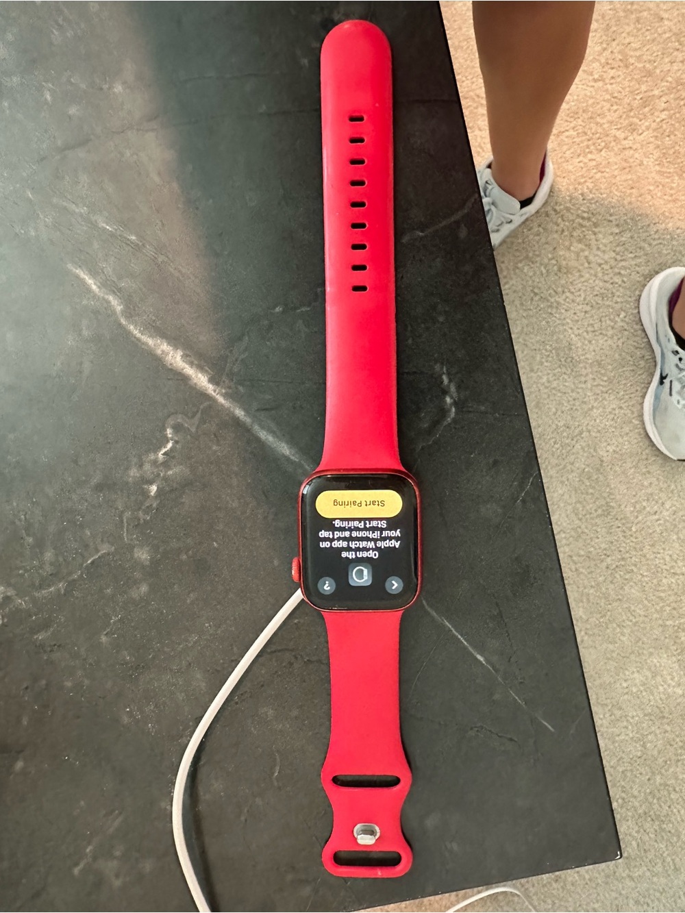 Red Smartwatch with Silicone Band - Compatible Fitness Watch